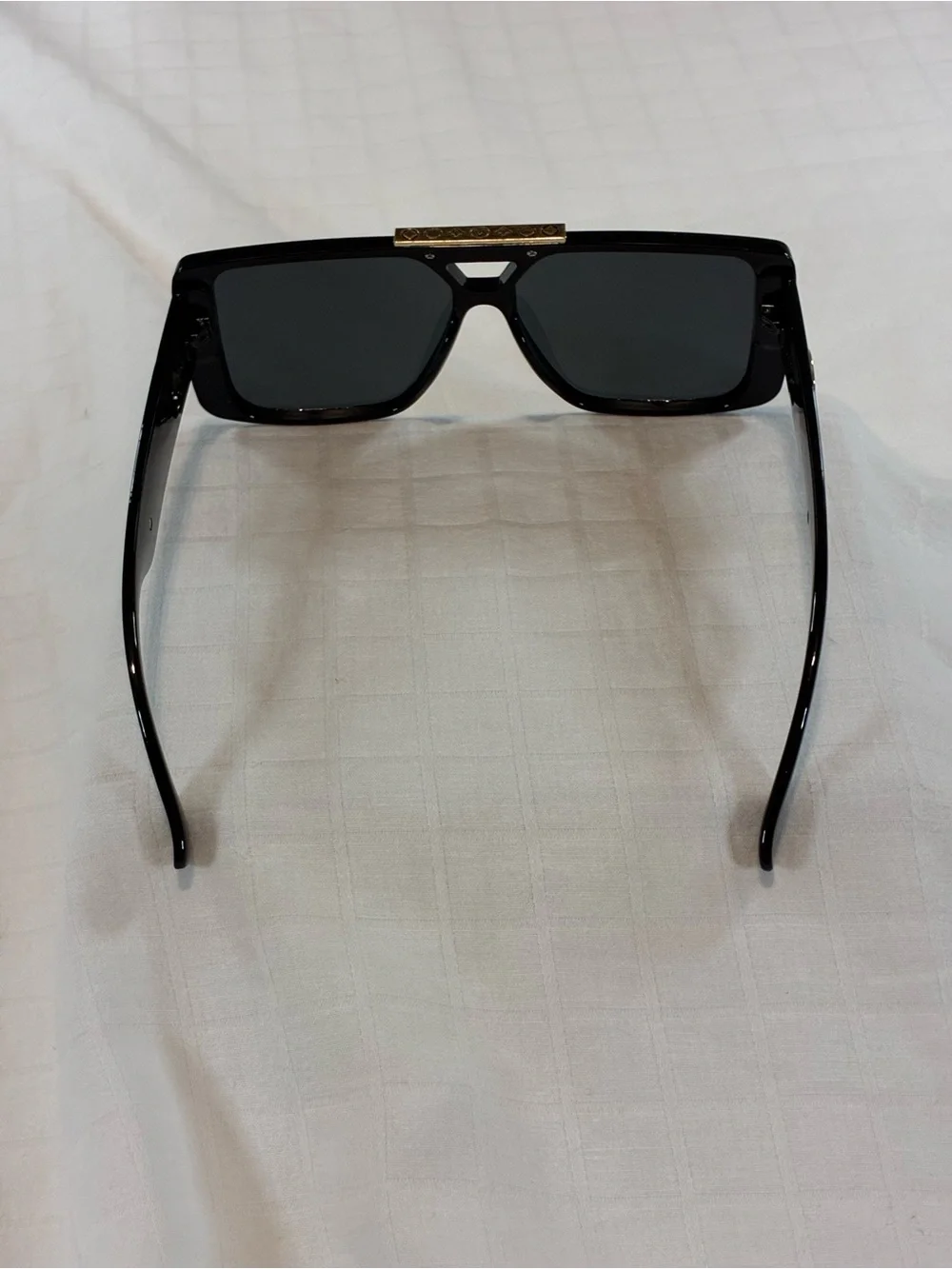 Oversized Black and Gold Shield Sunglasses